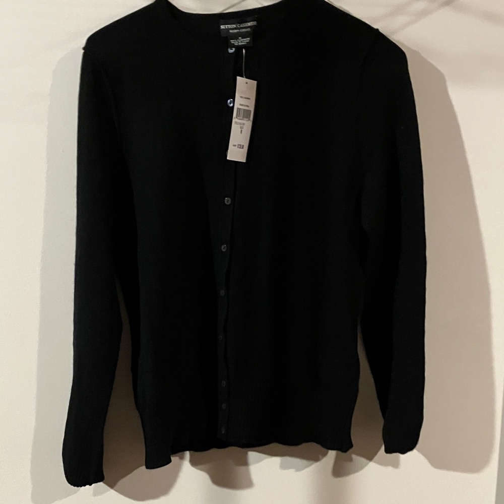Sutton Cashmere Classic Black Cardigan